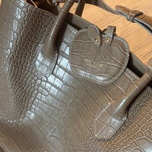 Ted Baker Croc-Embossed Taupe Heart Charm Tote